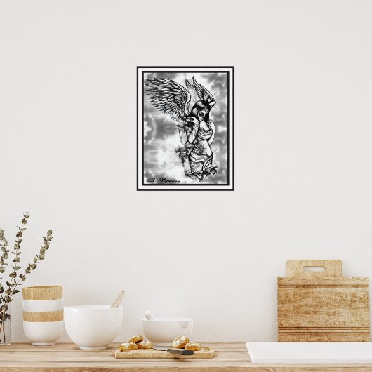 Suikerschedel met vleugels poster (Keuken)