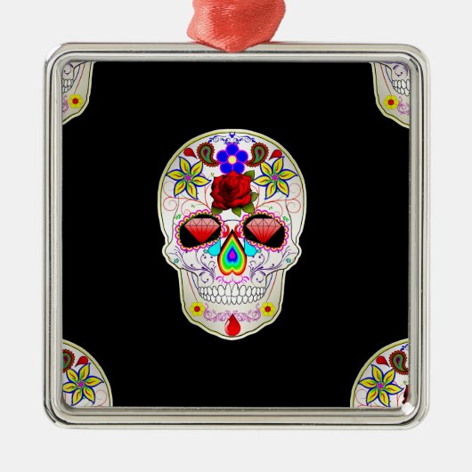 suikerschedel metalen ornament (Voorkant)