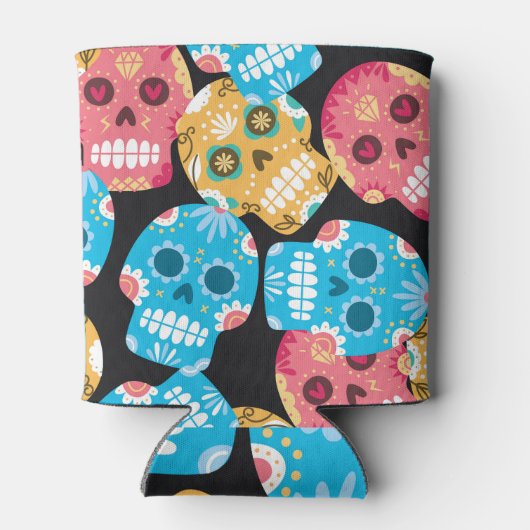 Suikerschedel, naadloze feestelijke achtergrond. blikjeskoeler (Achterkant)