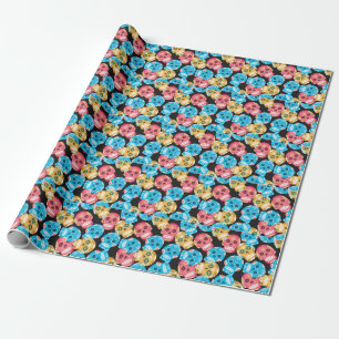 Suikerschedel, naadloze feestelijke achtergrond. cadeaupapier