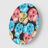 Suikerschedel, naadloze feestelijke achtergrond. grote klok (Hoek)