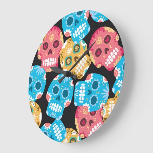 Suikerschedel, naadloze feestelijke achtergrond. grote klok (Hoek)