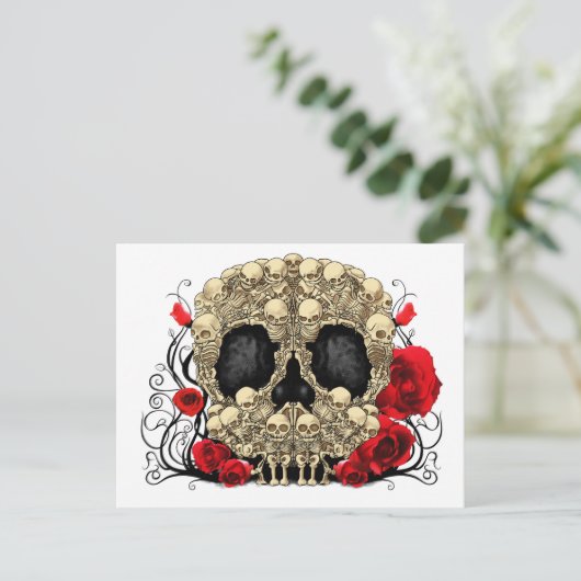 Suikerschedel - Ontwerp van Tattoo Briefkaart (Staand voorkant)