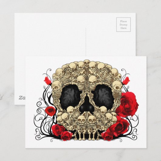 Suikerschedel - Ontwerp van Tattoo Briefkaart (Voorkant / Achterkant)