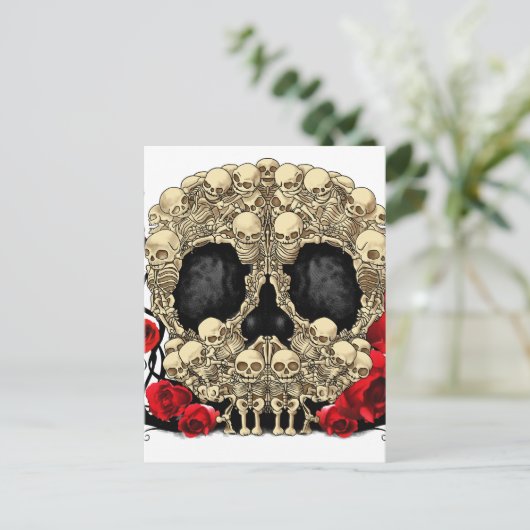 Suikerschedel - Ontwerp van Tattoo Briefkaart (Staand voorkant)