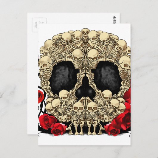 Suikerschedel - Ontwerp van Tattoo Briefkaart (Voorkant / Achterkant)