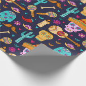 Suikerschedel op donkerblauw papier voor verpakkin (Hoek)