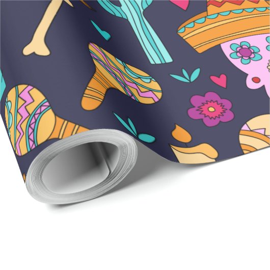 Suikerschedel op donkerblauw papier voor verpakkin (Rol Hoek)