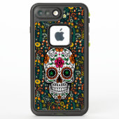 Suikerschedel op Kleurrijk Bloemen Patroon (Achterkant)