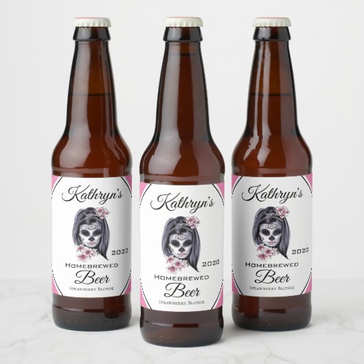 Suikerschedel op maat bier etiket (Flessen)