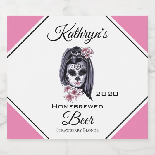 Suikerschedel op maat bier etiket (Enkel label)