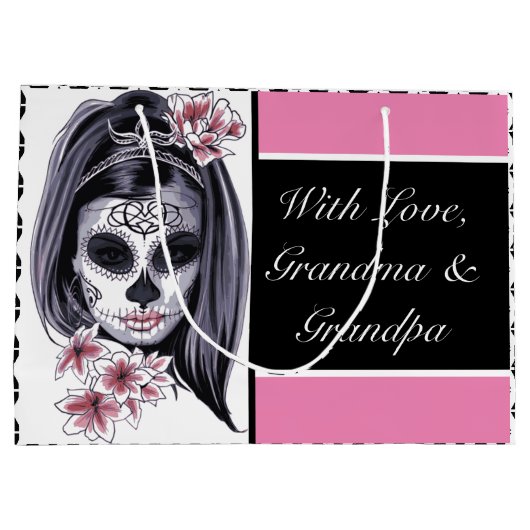 Suikerschedel op maat groot cadeauzakje (Achterkant)