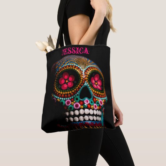 Suikerschedel op maat tote bag (Dichtbij)