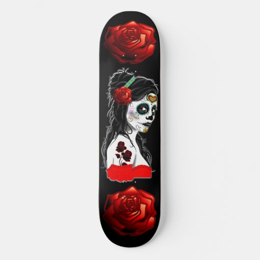 Suikerschedel Pinup skateboard dek (Voorkant)