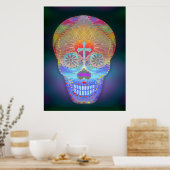 Suikerschedel, regenboogdag van de dood poster (Keuken)
