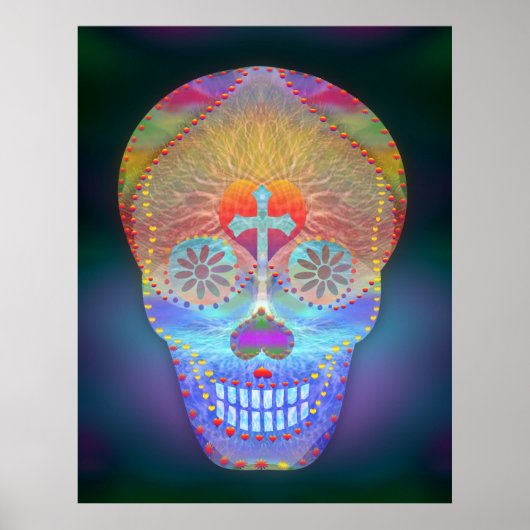 Suikerschedel, regenboogdag van de dood poster (Voorkant)