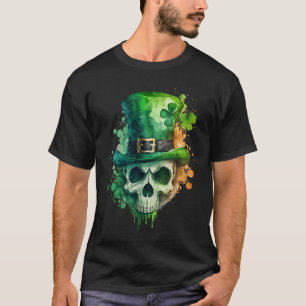 Suikerschedel St Patricks Day Irish Skull Leprecha T-shirt
