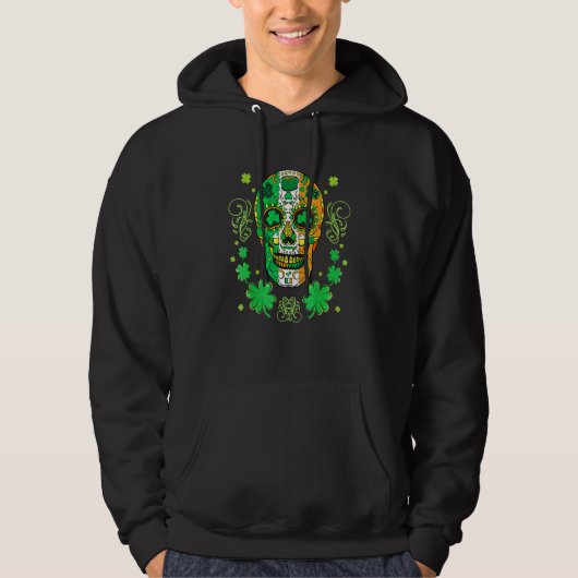 Suikerschedel St. Patricks Day of the Dead Mannen  Hoodie (Voorkant)