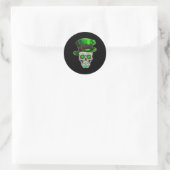 Suikerschedel St Patrick's Day Shamrock Leprechaun Ronde Sticker (Tas)