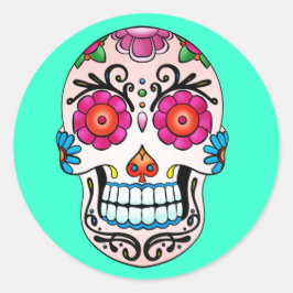 Suikerschedel - Tattoo kunst Ronde Sticker