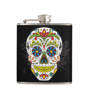 Suikerschedel, Tattoo schedel, Mexicaanse schedel Heupfles