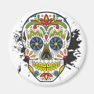 Suikerschedel, Tattoo schedel, Mexicaanse schedel Magneet