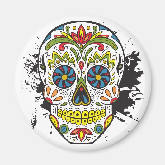 Suikerschedel, Tattoo schedel, Mexicaanse schedel Magneet (Voorkant)