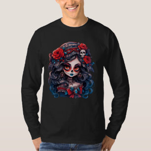 Suikerschedel Vrouwen Dia de Muertos La Catrina Da T-shirt