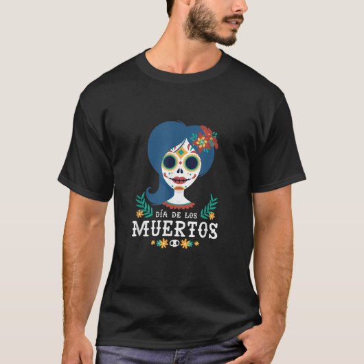 Suikerschedel Vrouwendag van de dode dia de los Mu T-shirt (Voorkant)