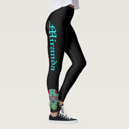 Suikerschedel Zwarte Dag van de dode mieren Leggings