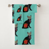 Suikerschedel, zwarte kat bad handdoek (Insitu)