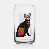 Suikerschedel, zwarte kat blikvorm glas (Voorkant)