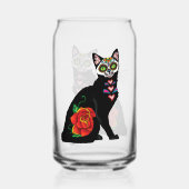 Suikerschedel, zwarte kat blikvorm glas (Achterkant)