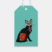 Suikerschedel, zwarte kat cadeaulabel (Voorkant)