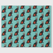 Suikerschedel, zwarte kat cadeaupapier (Vlak)