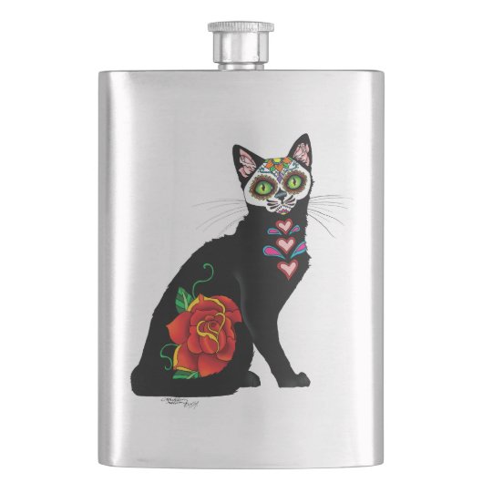 Suikerschedel, zwarte kat flacon (Voorkant)