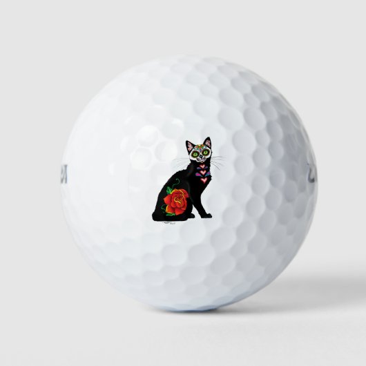 Suikerschedel, zwarte kat golfballen (Voorkant)