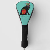 Suikerschedel, zwarte kat golfheadcover (Voorkant)