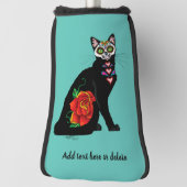 Suikerschedel, zwarte kat golfheadcover (Draai 90)