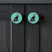 Suikerschedel, zwarte kat keramische knop