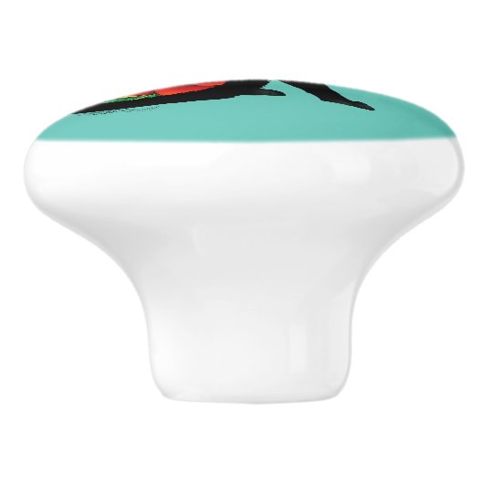 Suikerschedel, zwarte kat keramische knop (Zijkant)