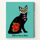 Suikerschedel, zwarte kat notitieboek (Achterkant)