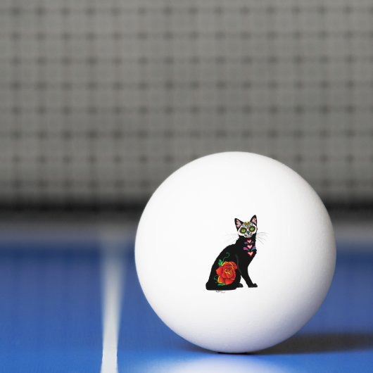 Suikerschedel, zwarte kat pingpongbal (Net)