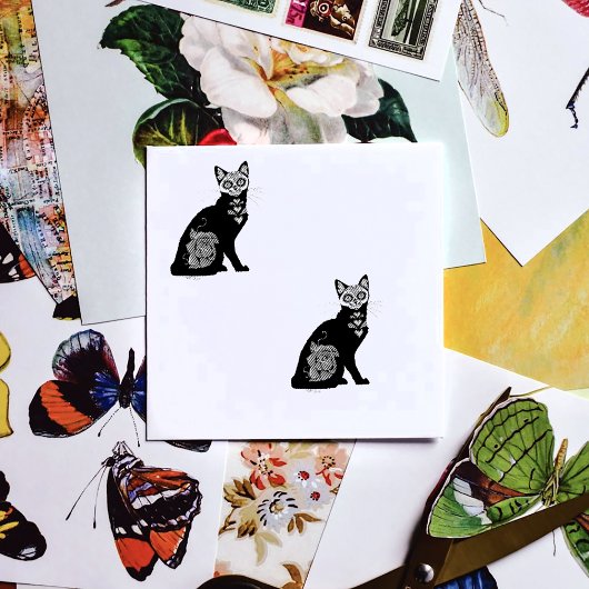 Suikerschedel, zwarte kat rubberstempel