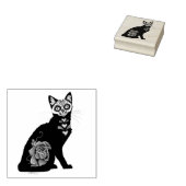 Suikerschedel, zwarte kat rubberstempel (Gestempeld)