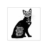Suikerschedel, zwarte kat rubberstempel (Afrduk)