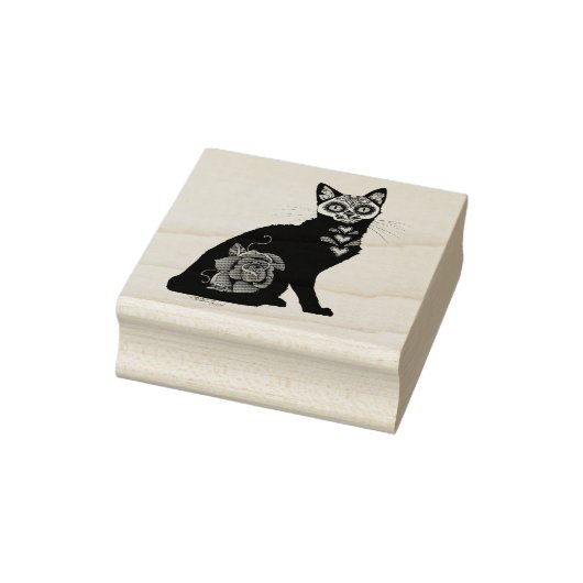 Suikerschedel, zwarte kat rubberstempel (Stempel)
