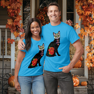 Suikerschedel, zwarte kat t-shirt