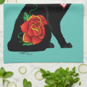 Suikerschedel, zwarte kat theedoek (Gevouwen)