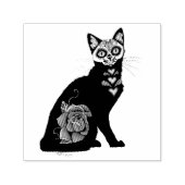 Suikerschedel, zwarte kat  zelfinktende stempel (Design)